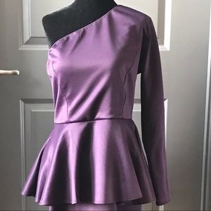 Peplum Long Sleeve One Shoulder Cocktail Dress XXL